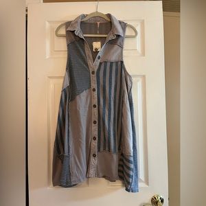 Free People sleeveless dress, gray/blue, size S, 34” long, NWT